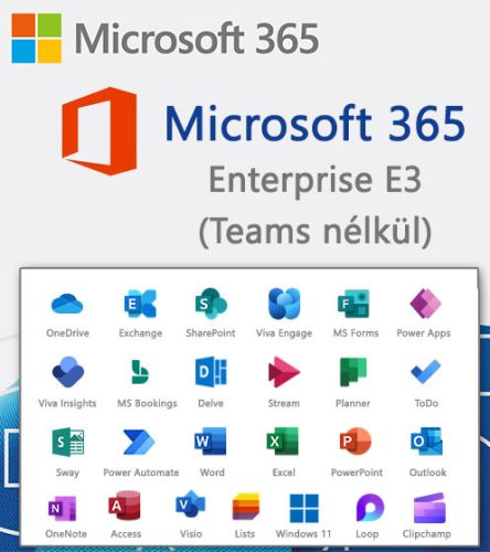 Microsoft 365 E3 - Teams nélkül (havi előfizetés havi hűséggel)