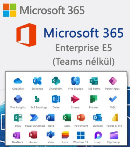 Microsoft 365 E5 - Teams nélkül (éves előfizetés éves hűséggel)